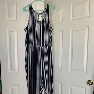 Plus size navy stripped jumpsuit